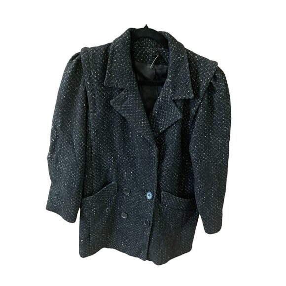 Micki Womens Size 6 Black Winter Coat Wool Pea Coat peacoat Made in USA retro Vi